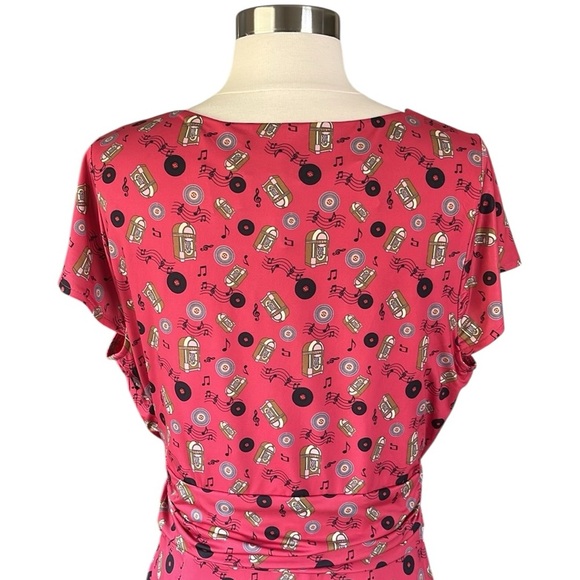 LINDY BOP Faux Wrap Midi Dress in Jukebox Print NWT Size 8 - Picture 6 of 11